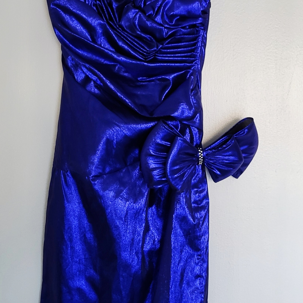 VTG Gunne Sax Royal Blue Matallic  Dress Womens 5/6 80's Retro Evening Prom